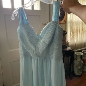 Elegant Light Blue Pleated Dress